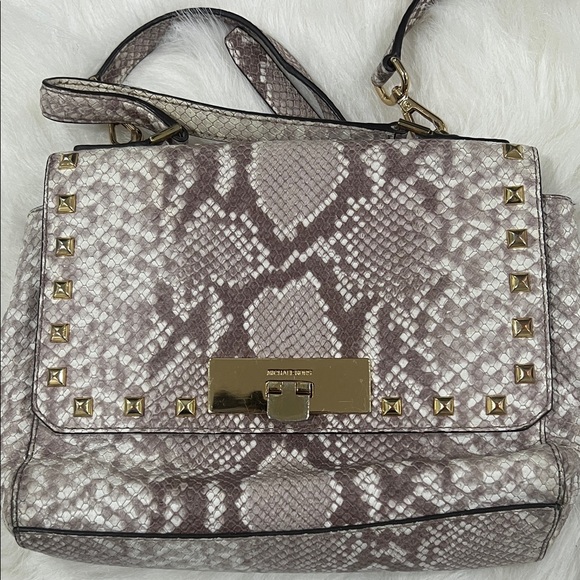 Michael Kors Beige Snake Print Satchel - Picture 1 of 4